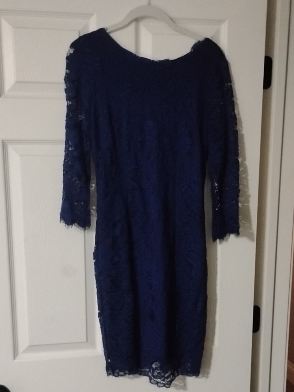 Lulu's Elegant Blue Lace Long Sleeve Dress